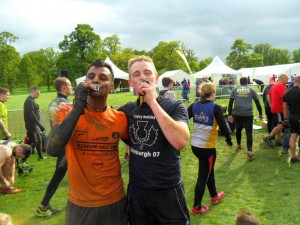 Jas & Chris at the finishing line at The Rat Race.